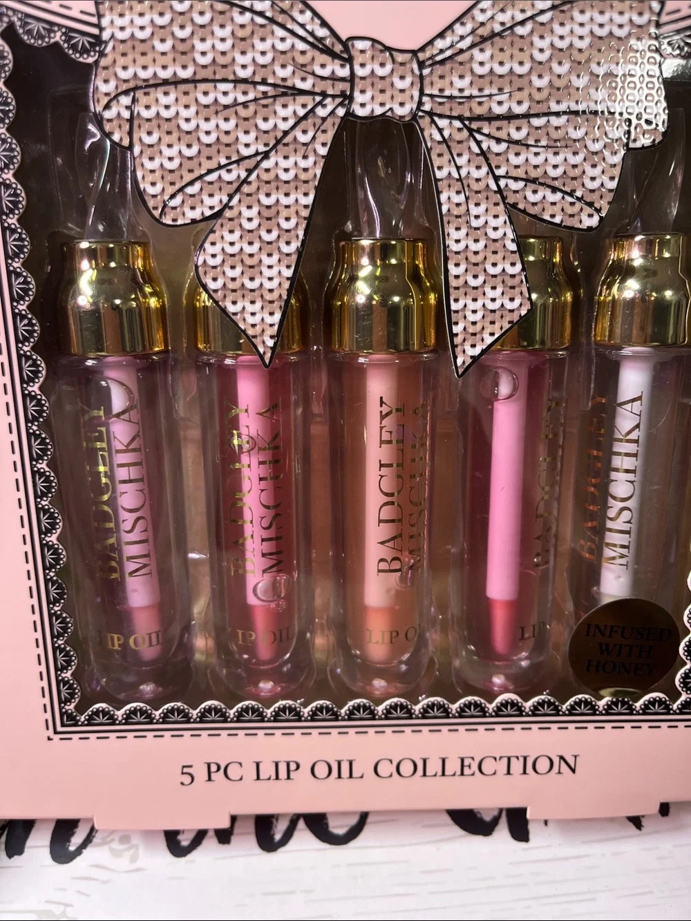 Badgley Mischka Pink Lip Oil Set - 5-Piece Gloss Collection